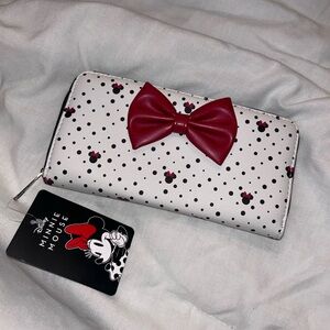 Disney Minnie Mouse Polka Dot Wallet with Red Bow